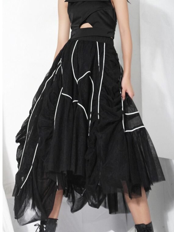 Ella Black & White Asymmetrical Skirt | Millennials - Image 2
