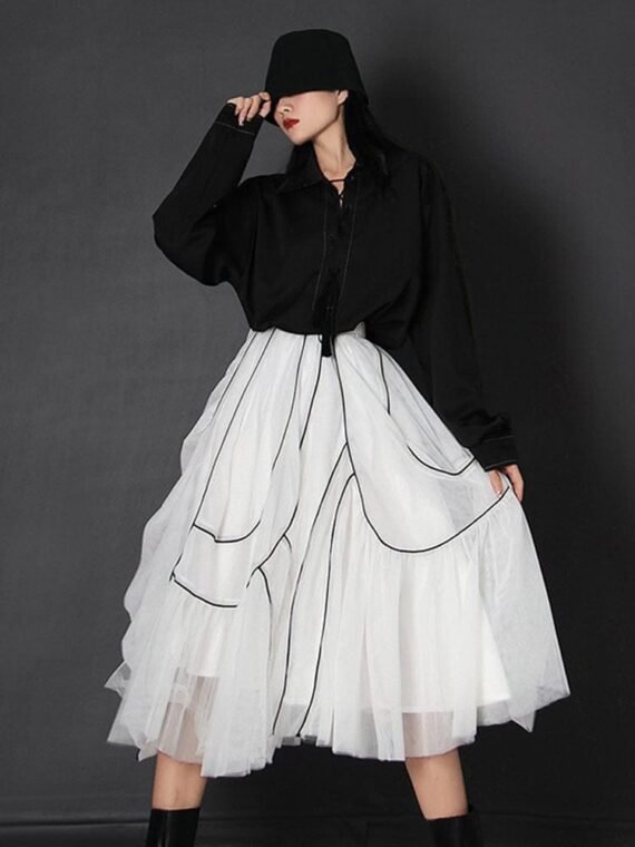 Ella Black & White Asymmetrical Skirt | Millennials - Image 5