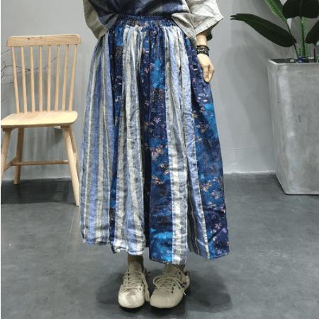 Vintage Patchwork Blue Hippie Skirt - Image 3