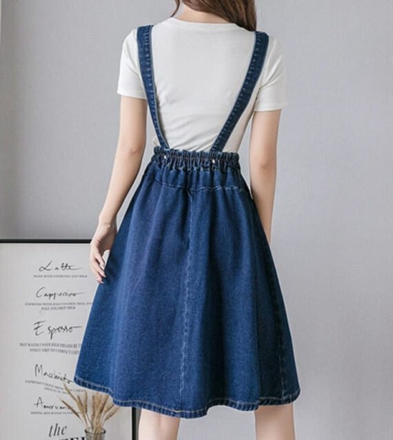 Moena Denim Suspenders Skirt - Image 5