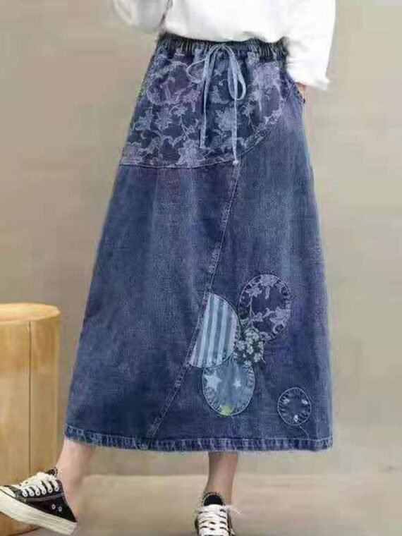 Darin Denim Patchwork Skirt - Image 3