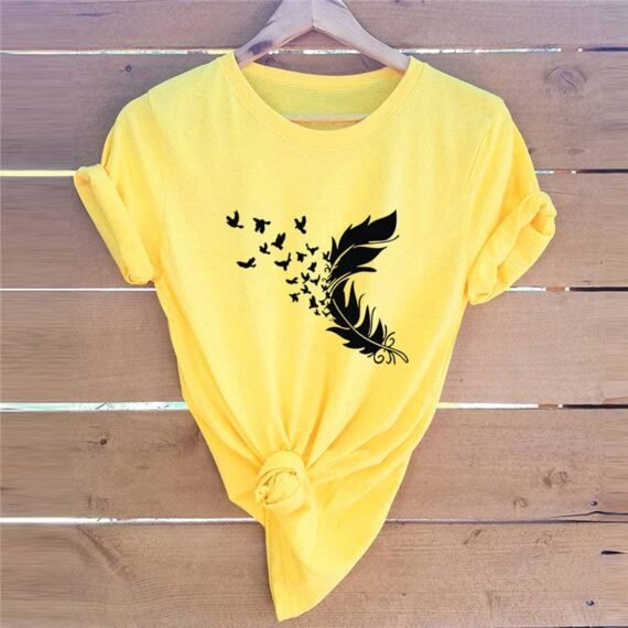 Feather & Birds O-Neck Tee - Image 11