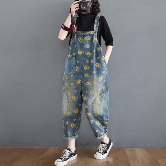 Sunflower Printed Denim Overall - Image 3