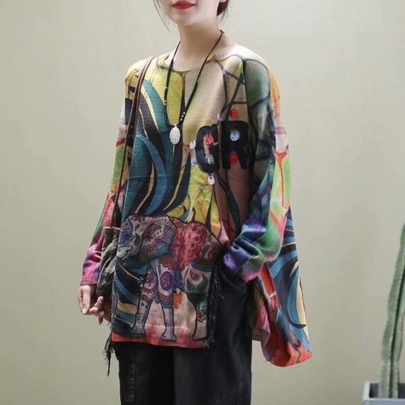 Abstract Elephant Colourful Sweater