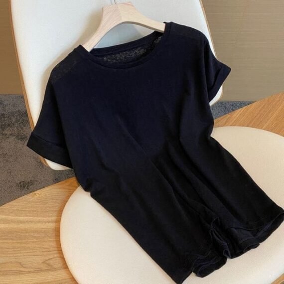 Basic Cotton and Linen T-shirt - Image 3