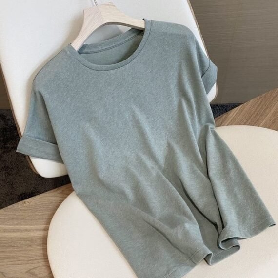 Basic Cotton and Linen T-shirt - Image 6