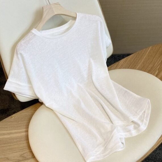 Basic Cotton and Linen T-shirt - Image 2