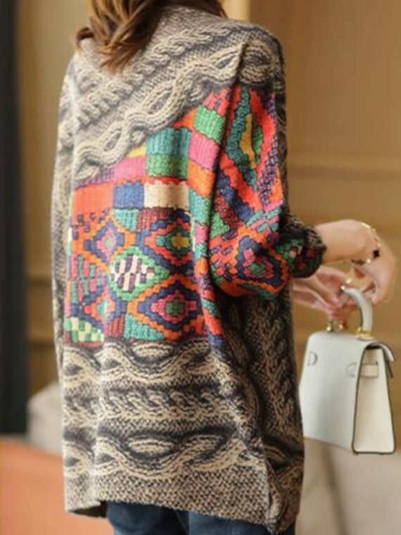 Turtleneck Printed Knitted Sweater - Image 6