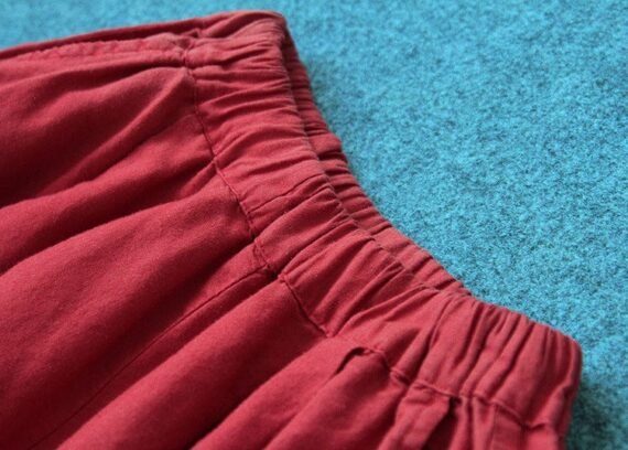 Vibrant Red Cotton Linen Palazzo Pants | Lotus - Image 7