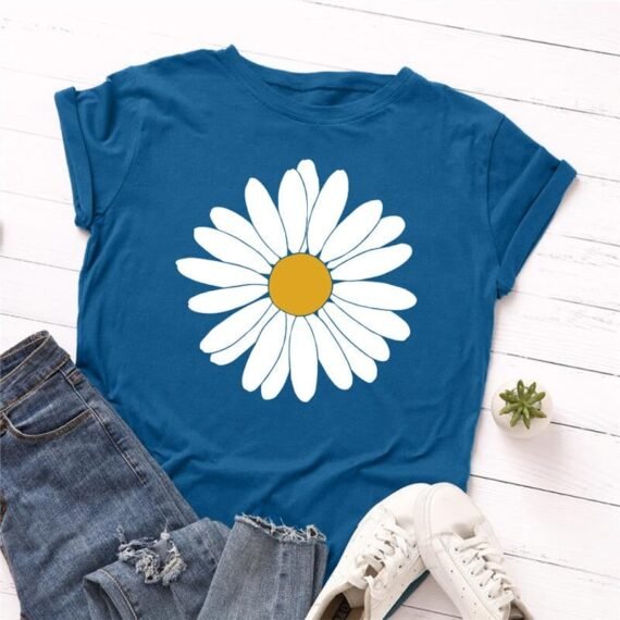 Vintage Daisy Flower Cotton Tee - Image 4