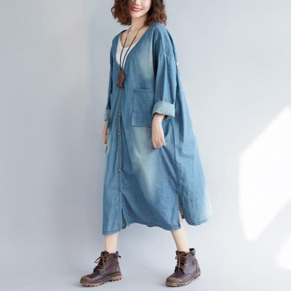 Vintage Denim Trench Coat - Image 3