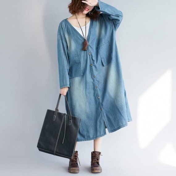 Vintage Denim Trench Coat - Image 4