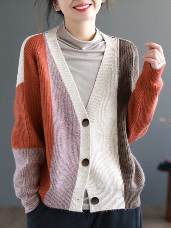 Knitted Harajuku V-Neck Cardigan - Image 2