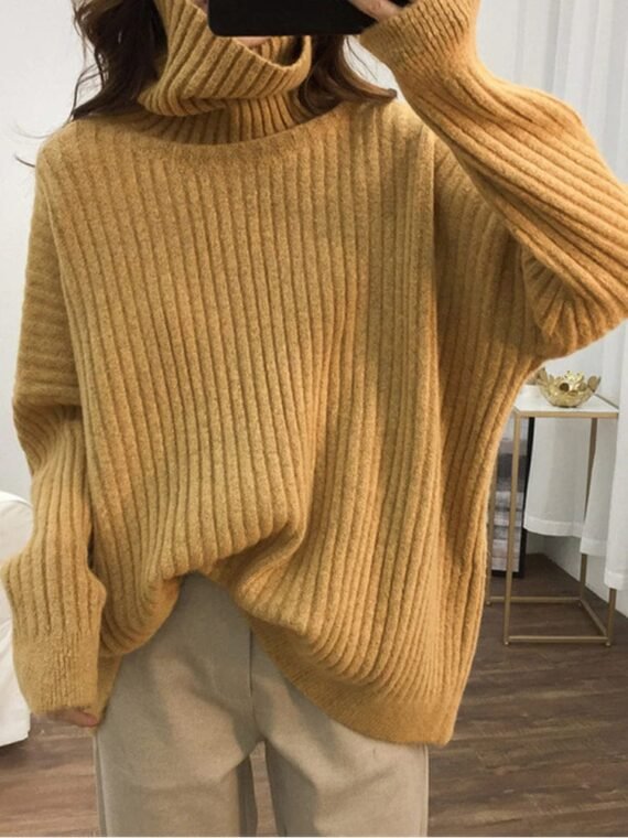 Oversized Turtleneck Knitted Sweater - Image 11