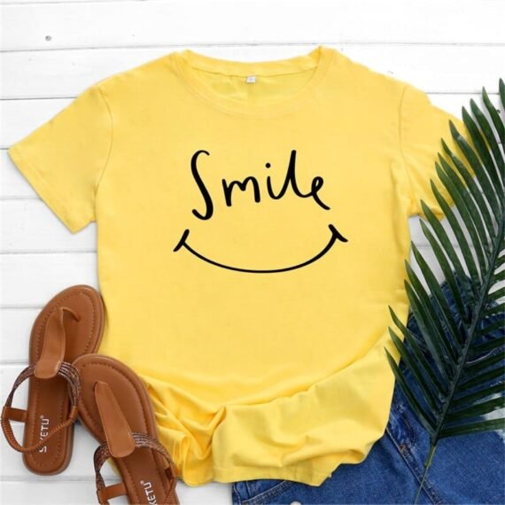 Smily Face O Neck T-Shirt - Image 5